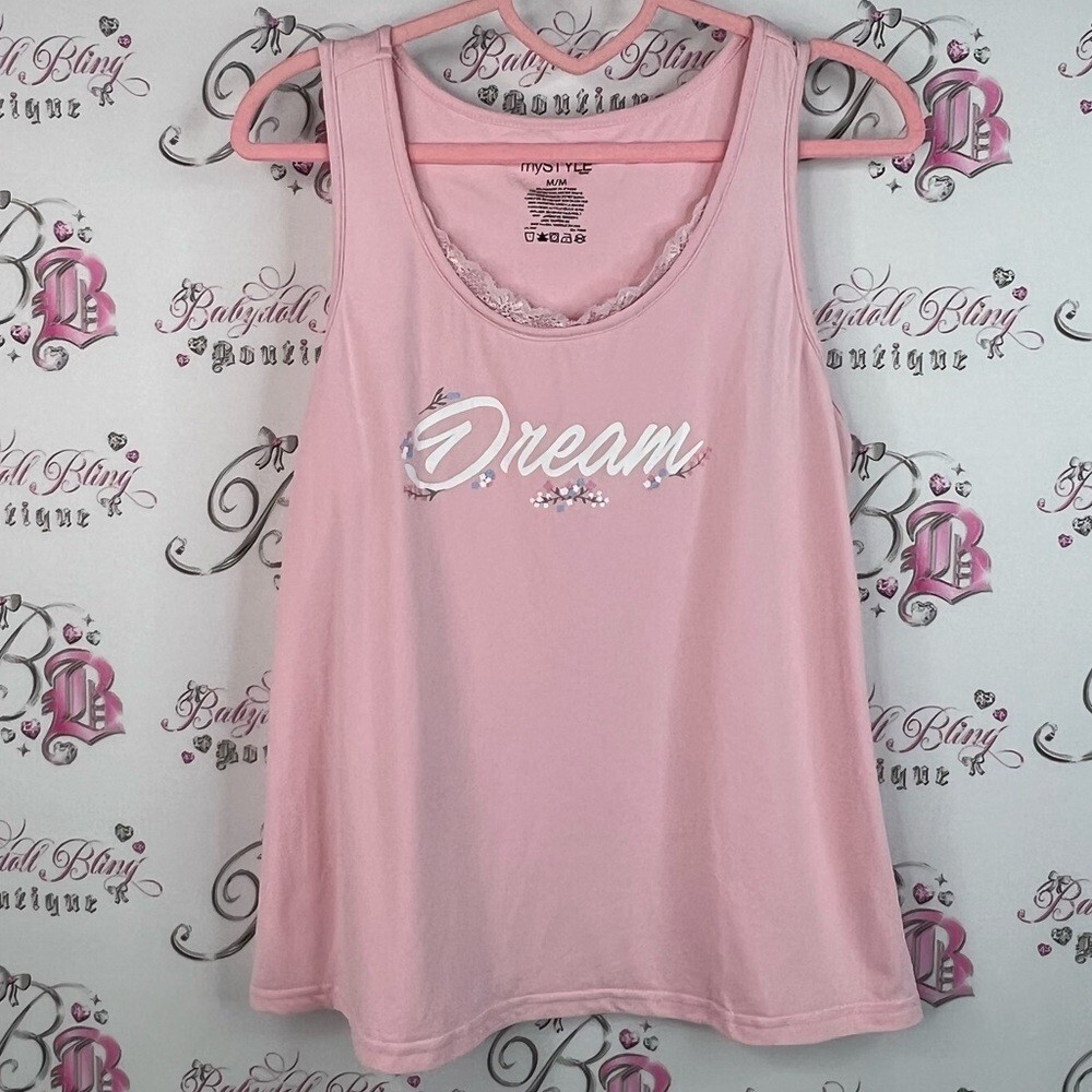 My style tank top lace detail white Dream Pink Tank Top flowy stretchy